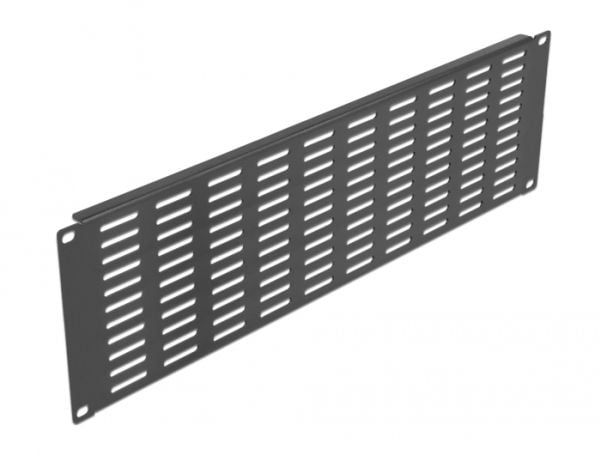 Delock - Rackpanel (vertikal) - med ventlasjonsspor - svart - 3U - 19"