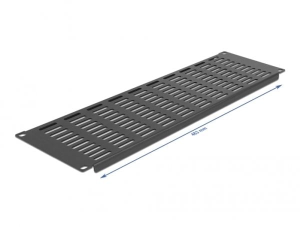 Delock - Rackpanel (vertikal) - med ventlasjonsspor - svart - 3U - 19"