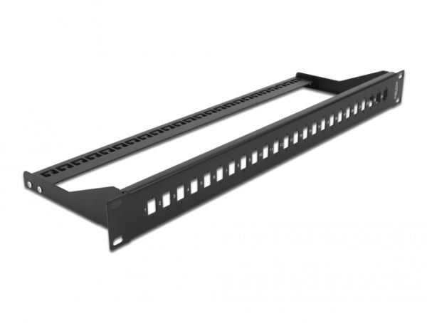 Delock - Patchpanel (blank) - rackmonterbar - svart - 1U - 19" - 24 portar
