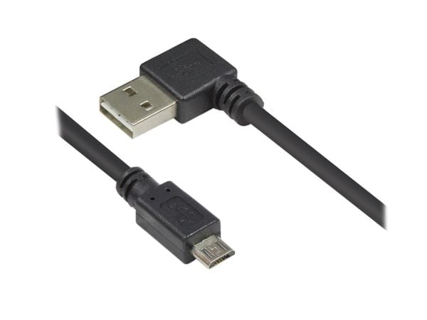 Alcasa 2510-EUM005W, 0,5 m, USB A, Micro-USB B, USB 2.0, Hankjønn/hankjønn, Sort