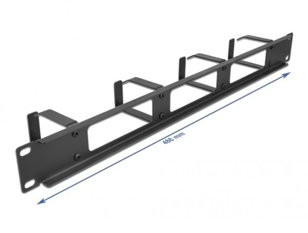 Delock - Rackpanel för kabelhantering - svart - 1U - 19"