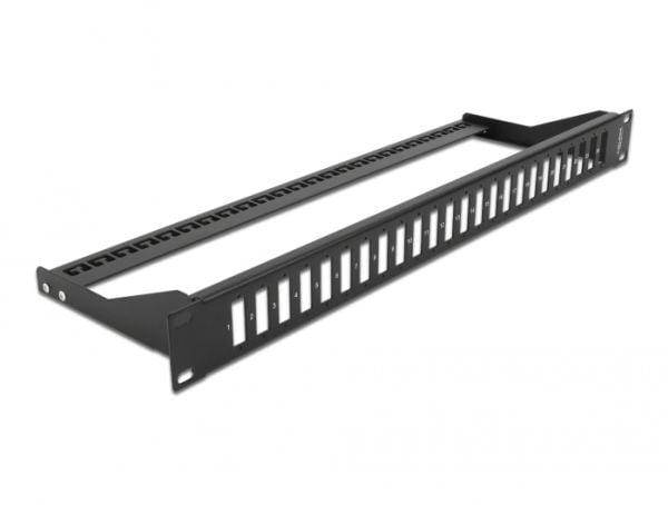 Delock - Pluggbord (blankt) - rackmonterbar - svart - 1U - 19" - 24 porter