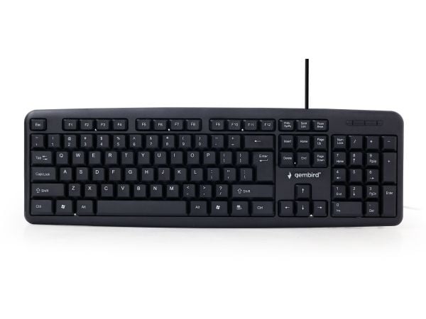 Gembird KB-U-103-PT, Full størrelse (100 og), Koblet med ledninger (ikke trådløs), USB, Membrannøkkelbryter, Sort