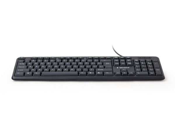 Gembird KB-U-103-PT, Full størrelse (100 og), Koblet med ledninger (ikke trådløs), USB, Membrannøkkelbryter, Sort