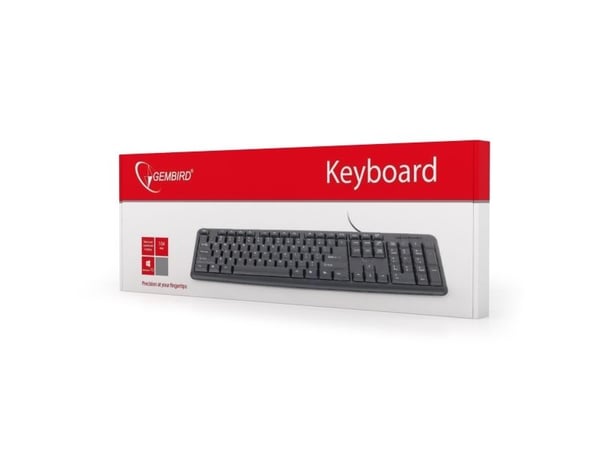 Gembird KB-U-103-PT, Full størrelse (100 og), Koblet med ledninger (ikke trådløs), USB, Membrannøkkelbryter, Sort