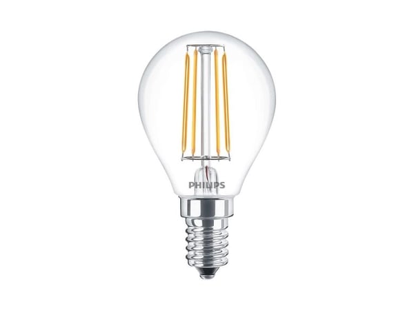 Philips Classic LEDLuster - LED-lyspære - form: P45 - klar finish - E14 - 4.3 W (ekvivalent 40 W) - klasse A++ - varmt hvitt lys - 2700 K