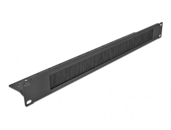 Delock - Panel med rektangulär kabelgenomgång - rackmontering - svart - 1U - 19"