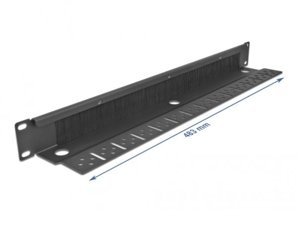 Delock - Panel med rektangulär kabelgenomgång - rackmontering - svart - 1U - 19"