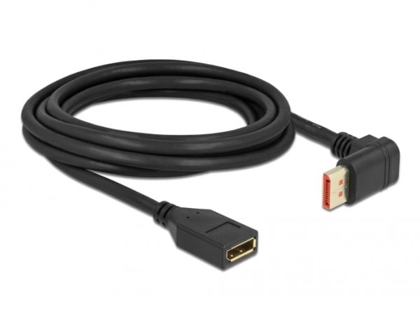Delock - DisplayPort-forlengelseskabel - DisplayPort (hann) oppvinklet til DisplayPort (hunn) - DisplayPort 1.4 - 3 m - 8 K 60 Hz (7680 x 4320) stø...