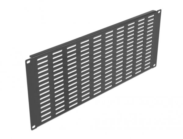 Delock - Rackpanel (vertikal) - med ventlasjonsspor - svart - 4U - 19"