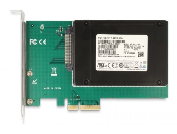 DeLOCK 90081, U.2, PCIe, Mies, PCIe 4.0, Vihreä, Hopea, PC