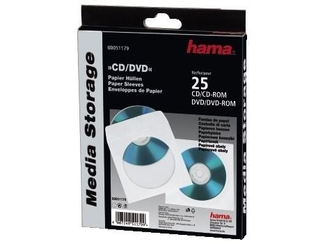Hama CD/DVD Protective Sleeves - CD/DVD-muffe - hvit (en pakke 25)