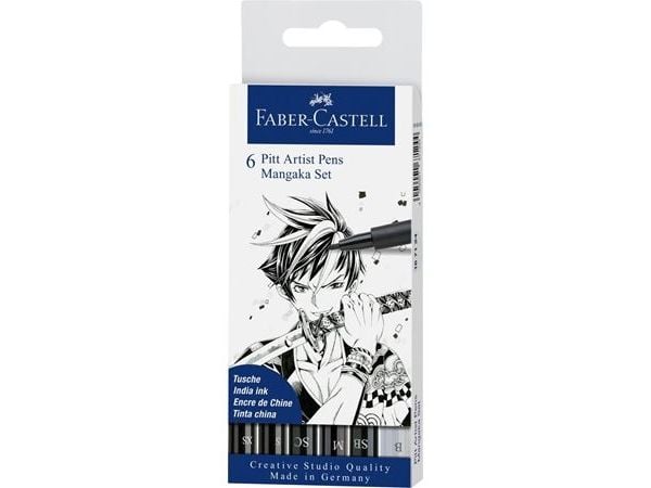 FABER-CASTELL Pitt Taiteilijan kynä Manga 6x musta