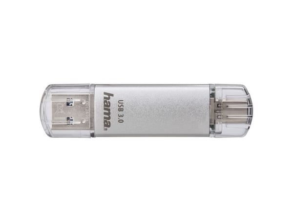 Hama C-Laeta, 64 GB, USB Type-A / USB Type-C, 3.2 Gen 1 (3.1 Gen 1), 40 MB/s, Med lokk, Sølv