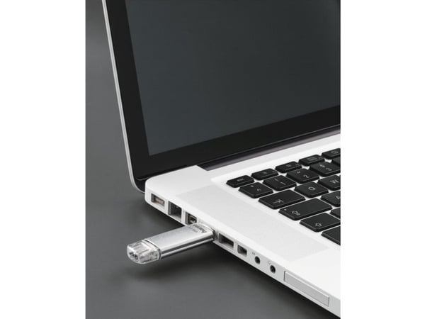 Hama C-Laeta, 64 GB, USB Type-A / USB Type-C, 3.2 Gen 1 (3.1 Gen 1), 40 MB/s, Med lokk, Sølv