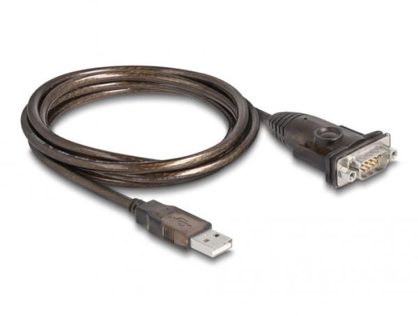 Delock - USB / seriell-kabel - USB (hann) til DB-9 (hann) skrubar - 1.5 m - transparent svart