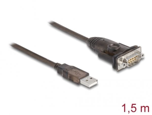 Delock - USB / seriell-kabel - USB (hann) til DB-9 (hann) skrubar - 1.5 m - transparent svart
