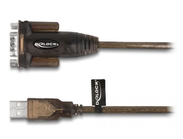Delock - USB / seriell-kabel - USB (hann) til DB-9 (hann) skrubar - 1.5 m - transparent svart