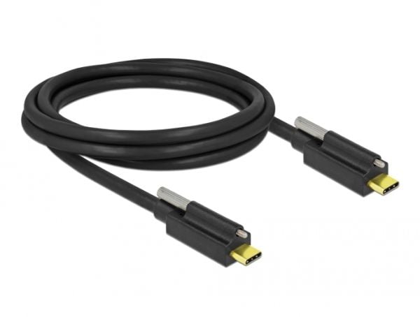 Delock - USB-kabel - 24 pin USB-C (hann) skrubar til 24 pin USB-C (hann) skrubar - USB 3.2 Gen 2 - 3 A - 2 m - svart