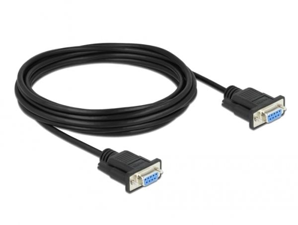Delock - Null modem-kabel - DB-9 (hunn) til DB-9 (hunn) - 5 m - tommelskruer - svart