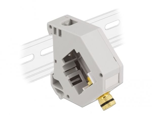 Delock - Adapter för montering av trapetsjack på DIN-skena - Binding Post - grå, vit