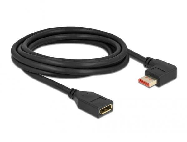 Delock - DisplayPort-forlengelseskabel - DisplayPort (hann) venstre-vinklet til DisplayPort (hunn) - DisplayPort 1.4 - 3 m - 8 K 60 Hz (7680 x 4320...