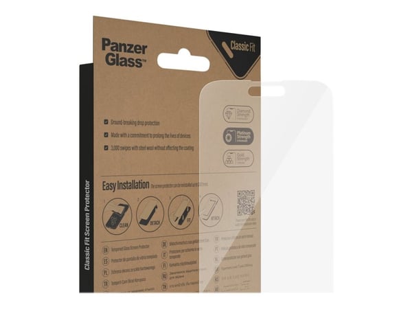 PanzerGlass™ | AntiBacterial - Skjermbeskytter for mobiltelefon - Klassisk passform - Krystallklar | Apple iPhone 14 Pro Max