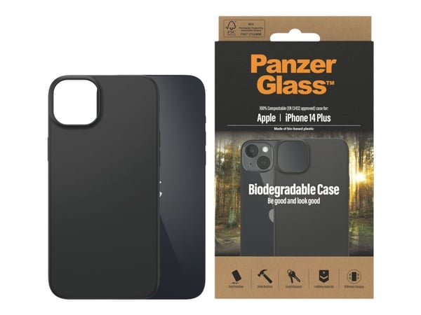 PanzerGlass Biodegradable, Suojus, Apple, 17 cm (6.7"), Musta