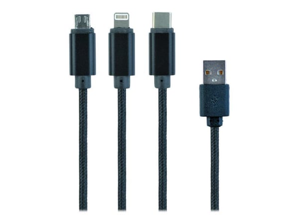 Cablexpert - Lightning-kaapeli - USB han til Micro-USB Type B, Lightning, USB-C han - 1 m - lajittelu