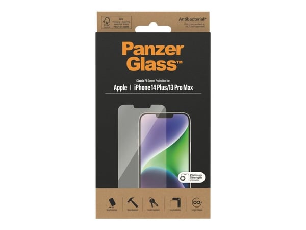PanzerGlass - Skjermbeskyttelse for mobiltelefon - klassisk passform - glass - for Apple iPhone 13 Pro Max, 14 Plus