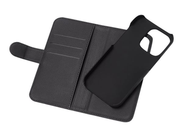 DELTACO - Lommebok for mobiltelefon - gummiert - svart - for Apple iPhone 14 Plus