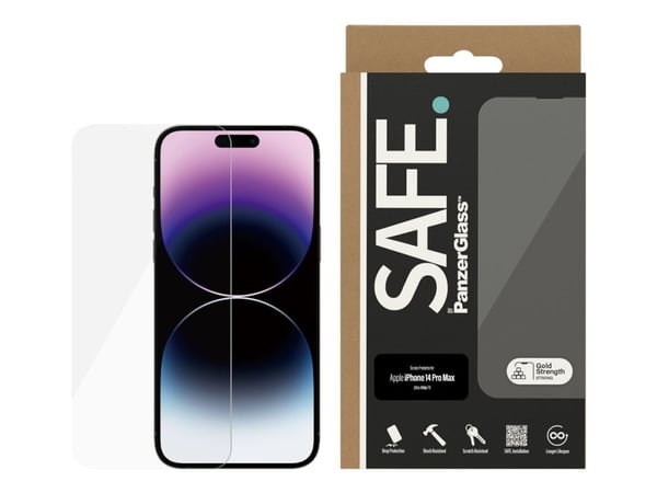 SAFE. by PanzerGlass™ | Case-Friendly - Skærmbeskytter for mobiltelefon - Edge-to-Edge passform - Klart glas | Apple iPhone 14 Pro Max