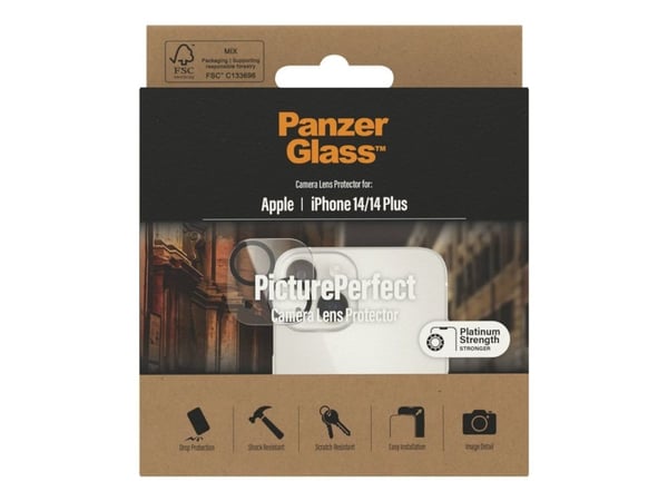 PanzerGlass™ | PicturePerfect - Objektiv skydd för mobiltelefon - ramfarve sort | Apple iPhone 14/14 Plus