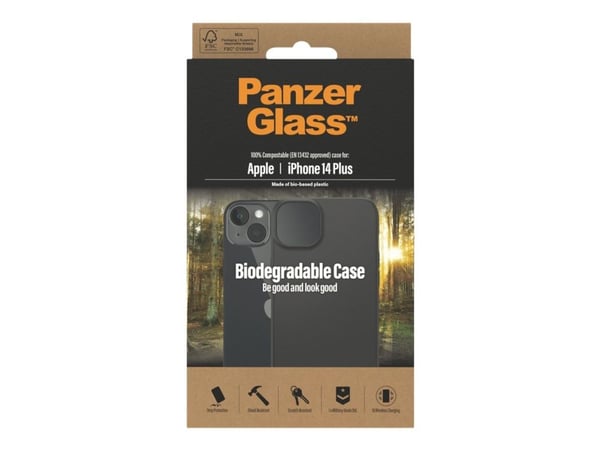 PanzerGlass Biodegradable, Suojus, Apple, 17 cm (6.7"), Musta