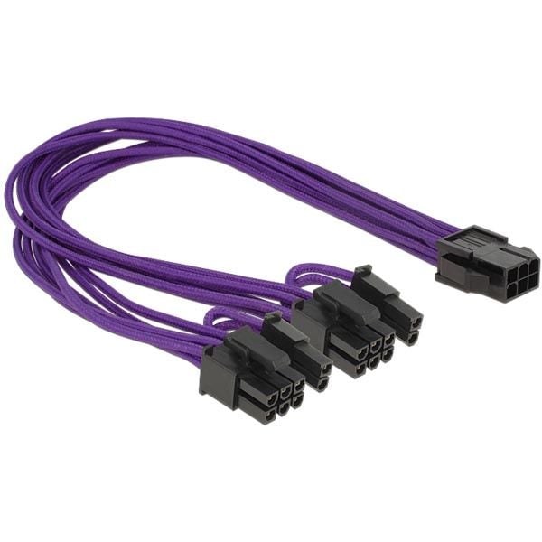 Delock - Strømadapter - 8-pins PCIe-strøm (6+2) (hann) til 6-pins PCIe-strøm (hunn) - 30 cm - purpur
