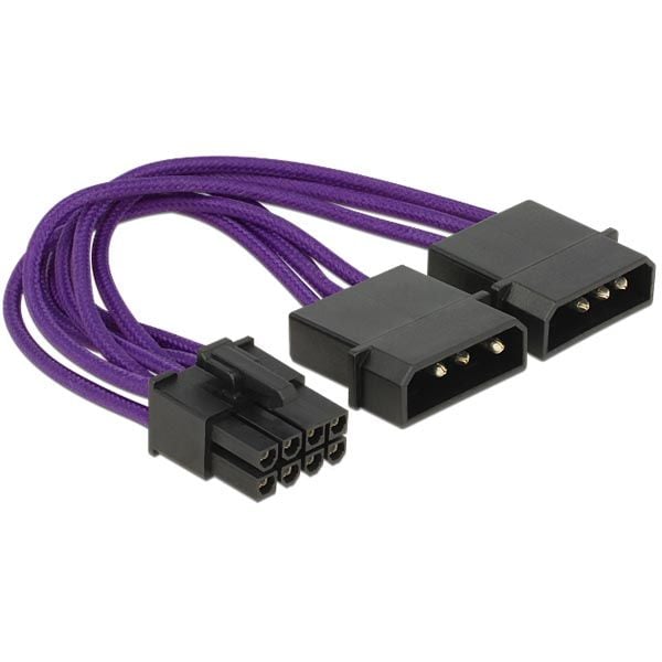 Delock - Strømadapter - 4-pin intern strøm (hann) til 8-pins PCIe-strøm (hann) - 15 cm - purpur