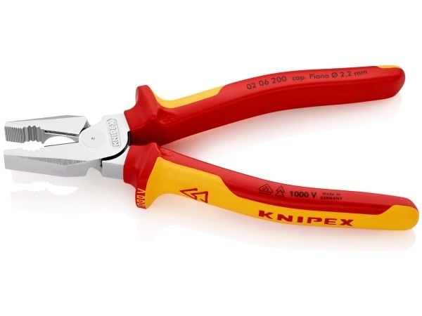 Knipex 02 06 200, Kombinasjonstang, 2,5 cm, Stål, Plast, Oransje, Rød, 200 mm