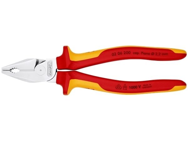 Knipex 02 06 200, Kombinasjonstang, 2,5 cm, Stål, Plast, Oransje, Rød, 200 mm