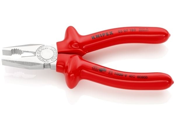 Knipex 03 07 180, Kombinasjonstang, Stål, Plast, Rød, 180 mm, 285 g