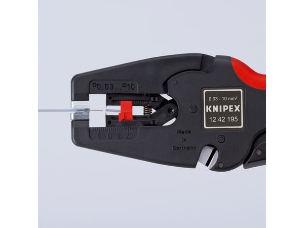 KNIPEX MultiStrip 10 automaattinen kuorimanauha 0,03-10mm²:n alueelta, jossa on pehmeä muovinen alue