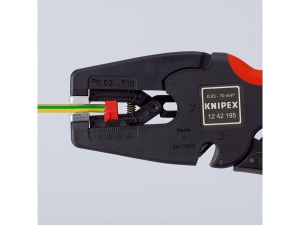 KNIPEX MultiStrip 10 automaattinen kuorimanauha 0,03-10mm²:n alueelta, jossa on pehmeä muovinen alue