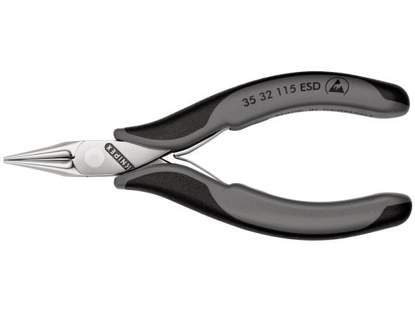 Knipex 35 32 115 ESD, nåletang, stål, plast, svart, grå, 115 mm, 70 g