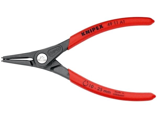 Knipex 49 11 A1 Varmistuspihdit Sopii ulkorenkaisiin 10-25 mm Kärkimäinen muoto suora