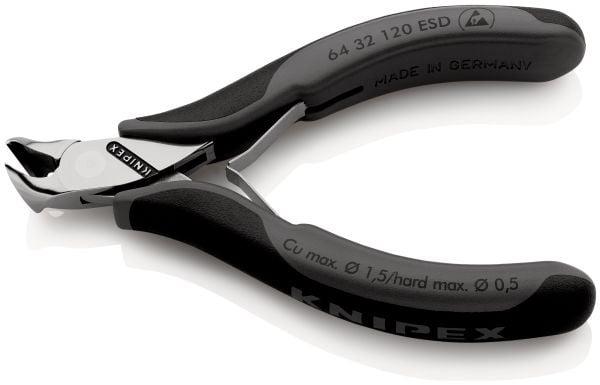 Knipex 64 32 120 ESD, tang, stål, plast, svart, grå, 120 mm, 92 g