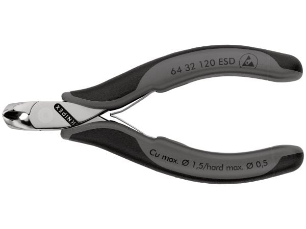 Knipex 64 32 120 ESD, tang, stål, plast, svart, grå, 120 mm, 92 g