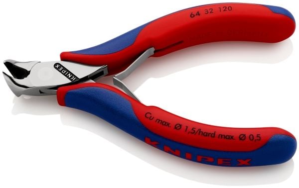 Knipex 64 32 120, Endekuttende tang, Stål, Blå, Rød, 120 mm, 92 g