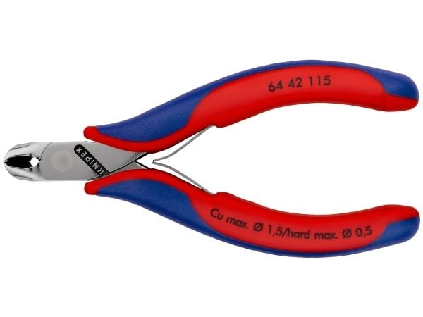 Knipex 64 42 115, Endekuttende tang, Stål, Blå, Rød, 115 mm, 69 g