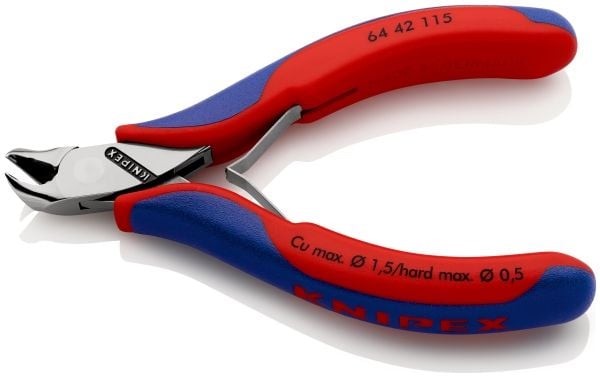 Knipex 64 42 115, Endekuttende tang, Stål, Blå, Rød, 115 mm, 69 g