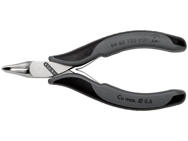 Knipex 64 62 120 ESD, Skjæretang, Stål, Plast, Svart, Grå, 120 mm, 70 g