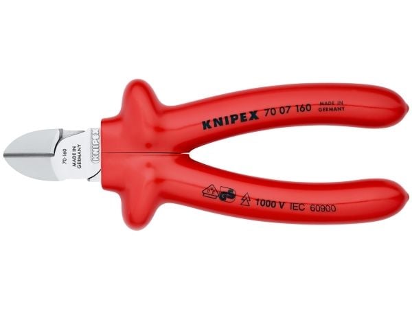 Knipex 70 07 160, Diagonal tang, Kromvanadiumstål, Plast, Rød, 160 mm, 227 g
